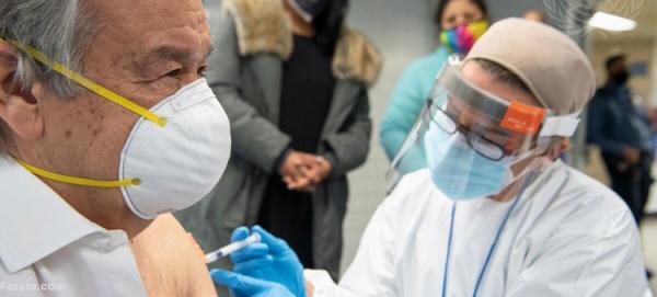 (ویدئو) دبیرکل سازمان ملل واکسن کرونا زد